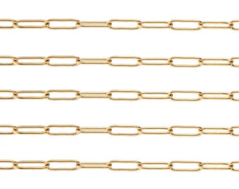 1 Meter Stainless Steel 14K Gold Plated Paperclip Chains Flat Oval Cable Link Chain For DIY Necklace Bracelet Making Findings