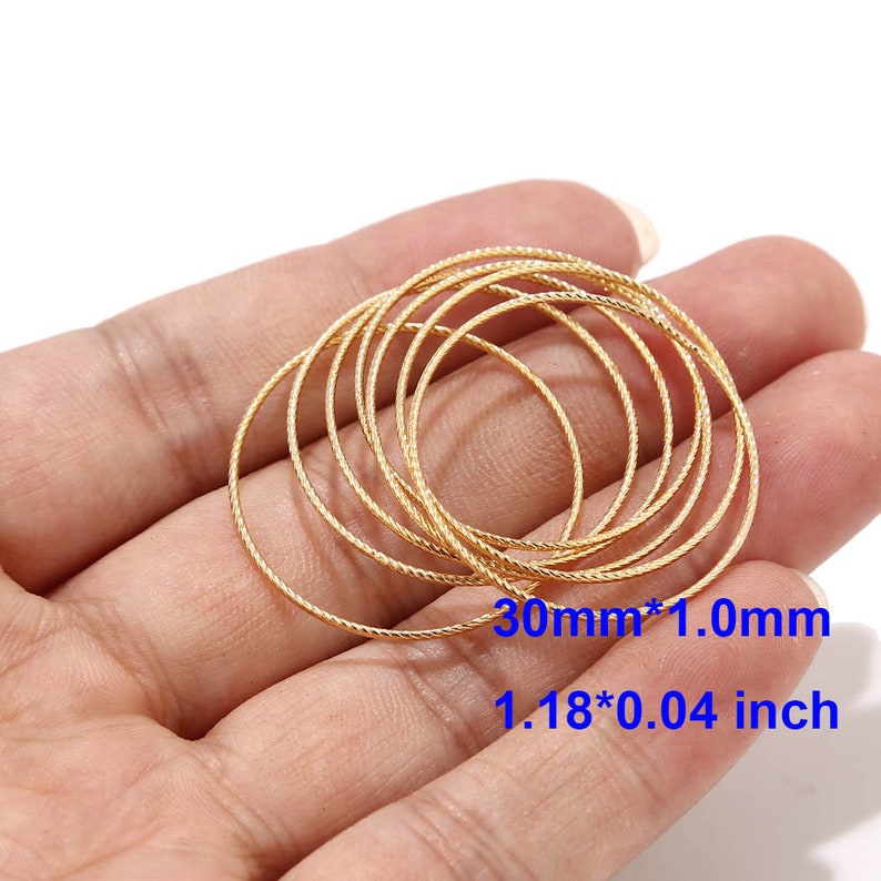 10pcs 30mm/50mm Stainless Steel Gold Plated Circle Soldered Link Connector Closed Jump Rings for Earring Making image 2