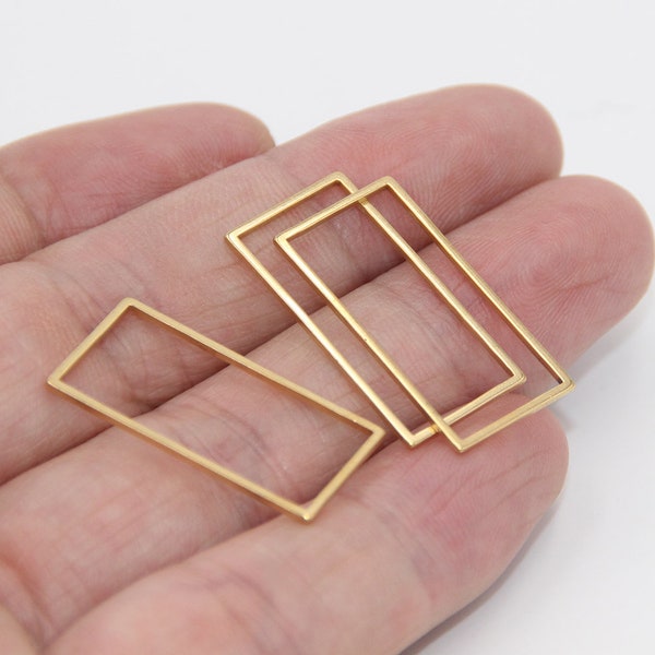 Stainless Steel Gold Plated Rectangle Ring Connectors, 25x12mm Beading Links 20pcs/50pcs for Earring Making