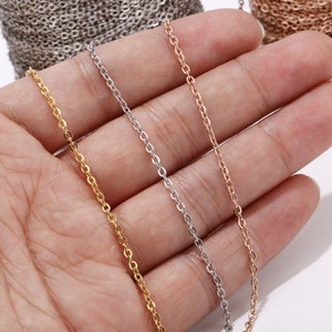 2M/10M/50M Stainless Steel Gold/Silver/Black/Rose Gold/Steel Color Flat Cable Chain Welded Soldered Oval Link Chain 1.5mmx2.0mm/2mmx2.5mm zdjęcie 2