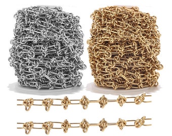 1 Meter Stainless Steel 9mm width Gold Chunky Knot Chain DIY Handmade Men Necklace Bracelet Chains Jewelry Supplies