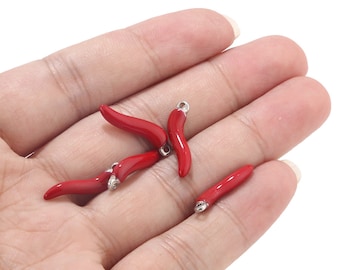 10pcs Acier inoxydable émail émail Poivre Rouge charme pour bijoux Fabrication Chili Charms Mode Collier Pendentif Artisanat Découvertes