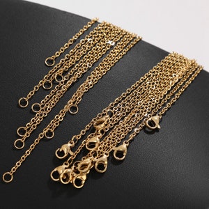 10pcs/Lot Stainless Steel 1MM 1.5MM 2MM Width Gold Link Cable Chain Women Necklace for DIY Bulk Jewelry Making Wholesale Supplies
