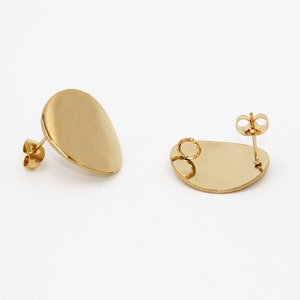 20mm Exaggerated Style Stainless Steel Gold Stud Earrings Post with Loop Bent Round Ear Components for Earring Making