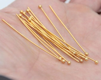 100pcs 21 Gauge 30mm/40mm roestvrij staal gouden bal pins voor diy sieraden maken head pins bevindingen