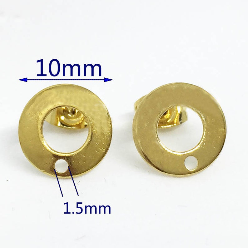 Stainless Steel 10mm Gold Ear Posts With Loops Hollow Round - Etsy