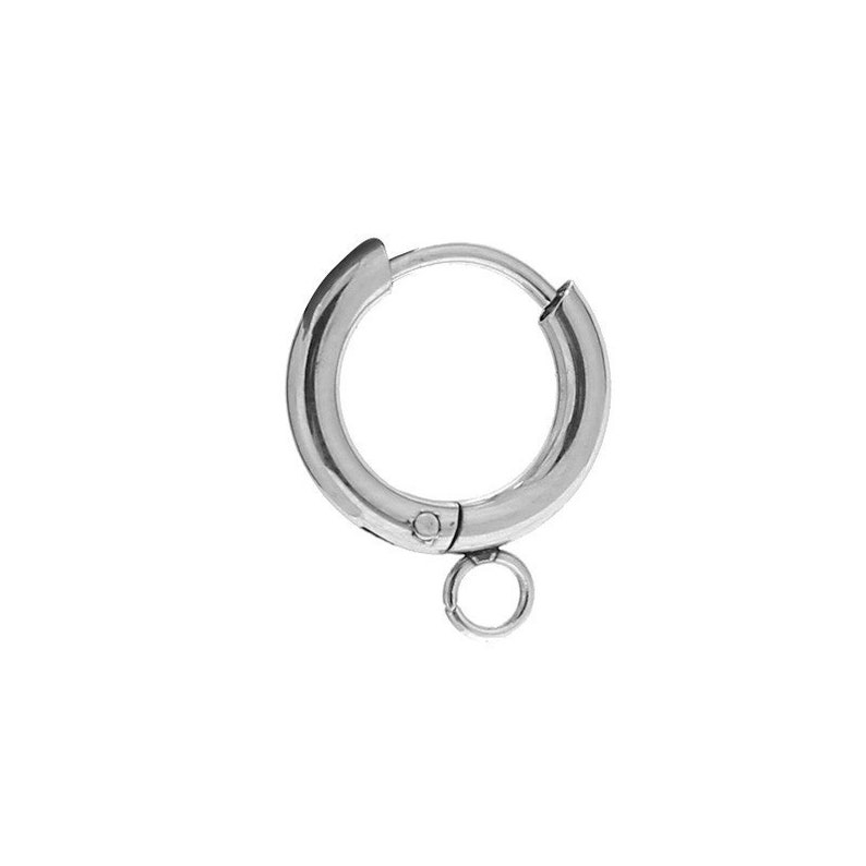 10 pièces en acier inoxydable doré Huggie crochets avec boucle oreille ronde avec anneau de saut ouvert pour bricolage femmes boucles d'oreilles pendantes composants de bijoux Steel Horizontal