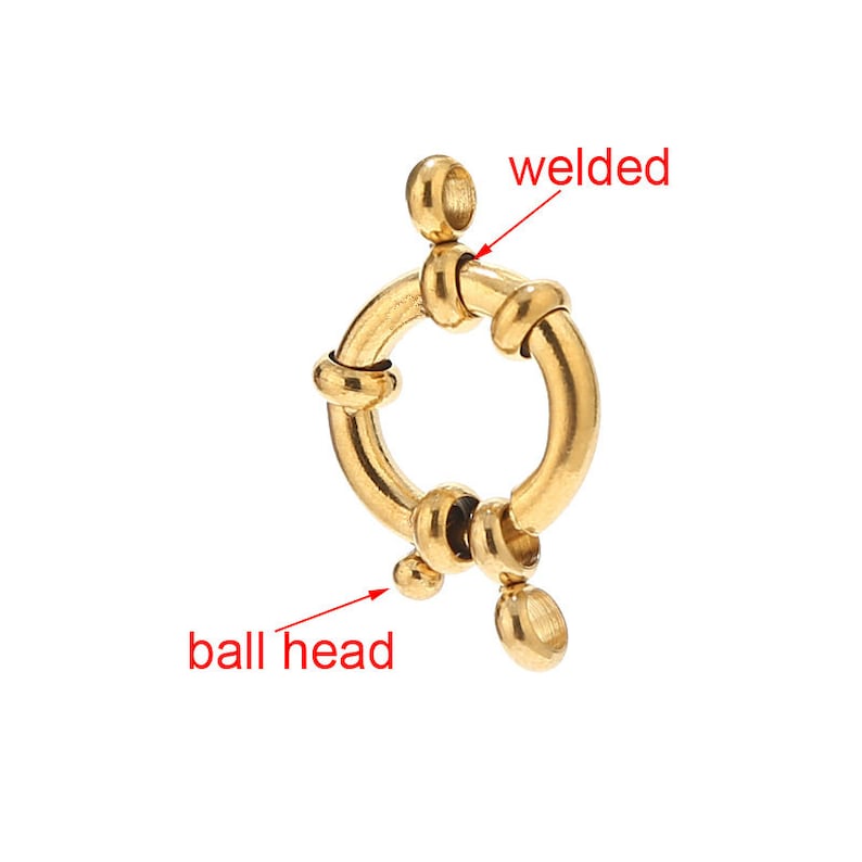 3pcs Acier inoxydable Or Rond Spring Ring Fermoirs Collier Link Connecteurs Pour Bracelet Collier BRICOLAGE Fabrication de bijoux avec 8 Connecteur image 2