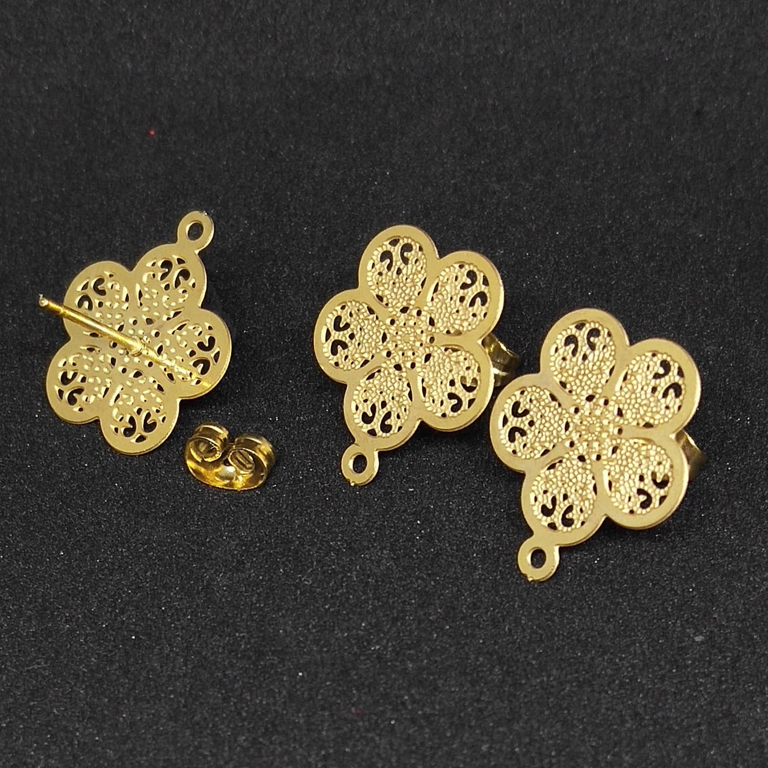 15mm Stainless Steel Stud Earrings with Loop Gold Plated Etsy