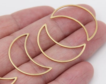 Stainless Steel Gold Tone 25X18mm Moon Links Connectors Moon Ring Jewelry Accessories for Earring Making