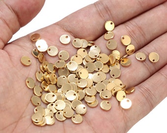 20 pièces en acier inoxydable or/or Rose cercle rond estampage breloques vierges 6mm/8mm/10mm/12mm bracelet à bricoler soi-même pièce de monnaie breloques bijoux trouver