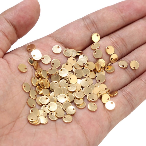 20pcs Stainless Steel Gold/Rose Gold Round Circle Stamping Blank Charms 6mm/8mm/10mm/12mm DIY Bracelet Coin Charms Jewelry Finding