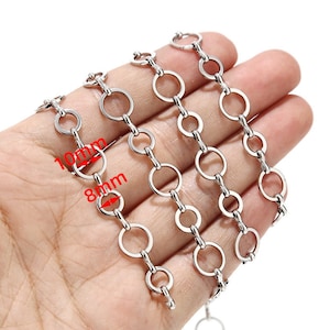 Chaîne à maillons circulaires en acier inoxydable de 10 mm, 1 mètre/5 mètres pour bricolage femmes collier Bracelet fabrication de bijoux résistant à l'eau image 3