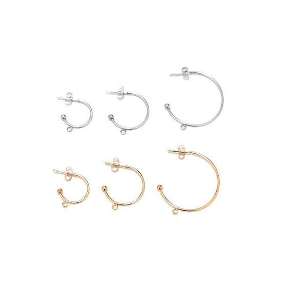 10pcs Stainless Steel Gold Plated 15mm 20mm 30mm Earring Posts with loop C Shape Ear Studs Earrings Accessories DIY Women Earrings Making