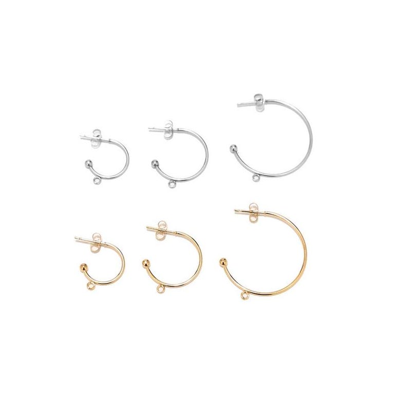 10 st. rostfritt stål, förgyllda, 15 mm, 20 mm, 30 mm, örhängesstift med ögla, C-formade örhängen, örhängestillbehör, gör-det-själv, örhängen för kvinnor, tillverkning bild 1