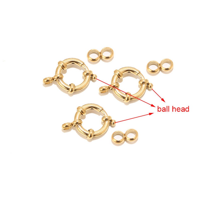 3pcs Acier inoxydable Or Rond Spring Ring Fermoirs Collier Link Connecteurs Pour Bracelet Collier BRICOLAGE Fabrication de bijoux avec 8 Connecteur image 4