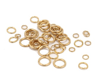 100 unids/lote anillos de salto chapados en oro IP de acero inoxidable para hacer joyas DIY