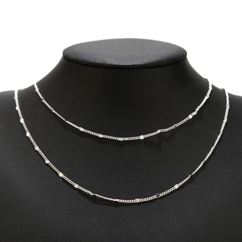 2 Meters Stainless Steel Gold Silver Flat Disc Curb Chains for Necklace ...