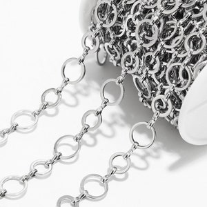 Chaîne à maillons circulaires en acier inoxydable de 10 mm, 1 mètre/5 mètres pour bricolage femmes collier Bracelet fabrication de bijoux résistant à l'eau image 1