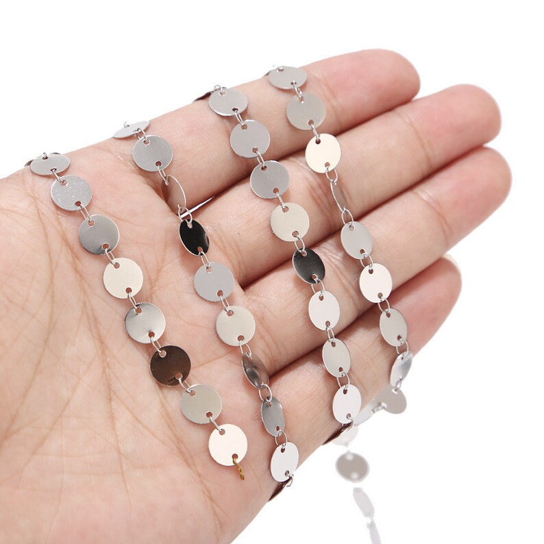 1M Stainless Steel Gold Round Disc Chains, 6mm/8mm Handmade Disk Coin ...