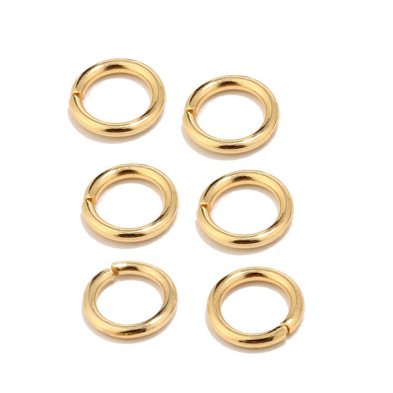100 pezzi 3.5mm/4mm/5mm/6mm/7mm/8mm/9mm/10mm anelli di salto aperti/chiusi in acciaio inossidabile 304, anelli di salto placcati oro per la creazione di gioielli immagine 2