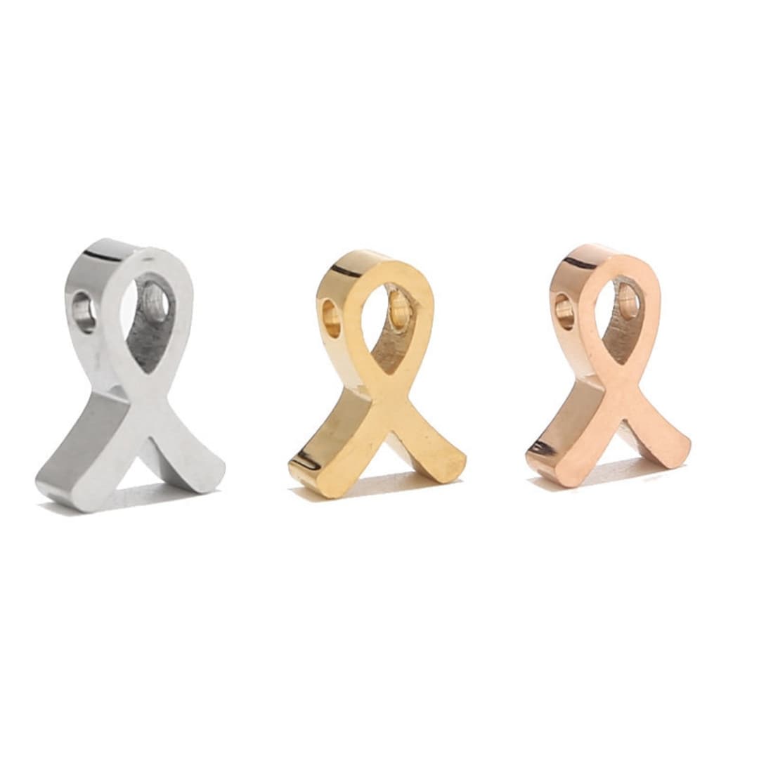 5pcs Stainless Steel Awareness Ribbon Charms Steel Gold Dangle Knot ...