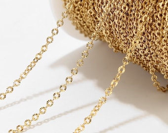 5M  Stainless Steel Gold Textrued Cable Chain for DIY Girls Women Necklace Bracelet Jewelry Making Supplies