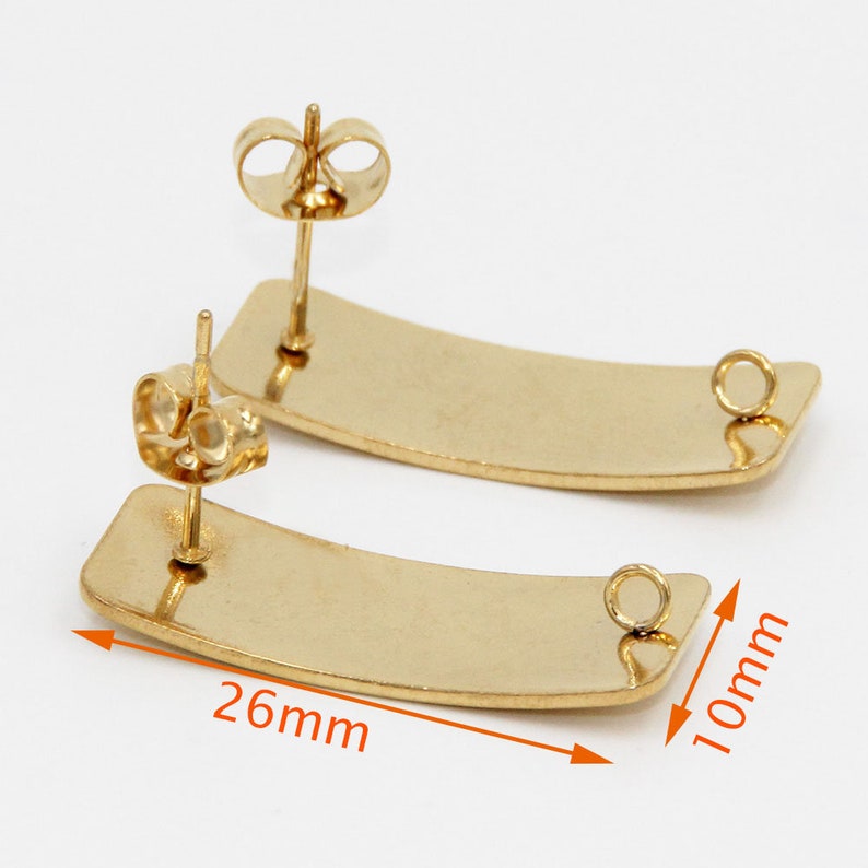 10pcs Surgical Steel Gold Plated Curved Rectangle Post Etsy