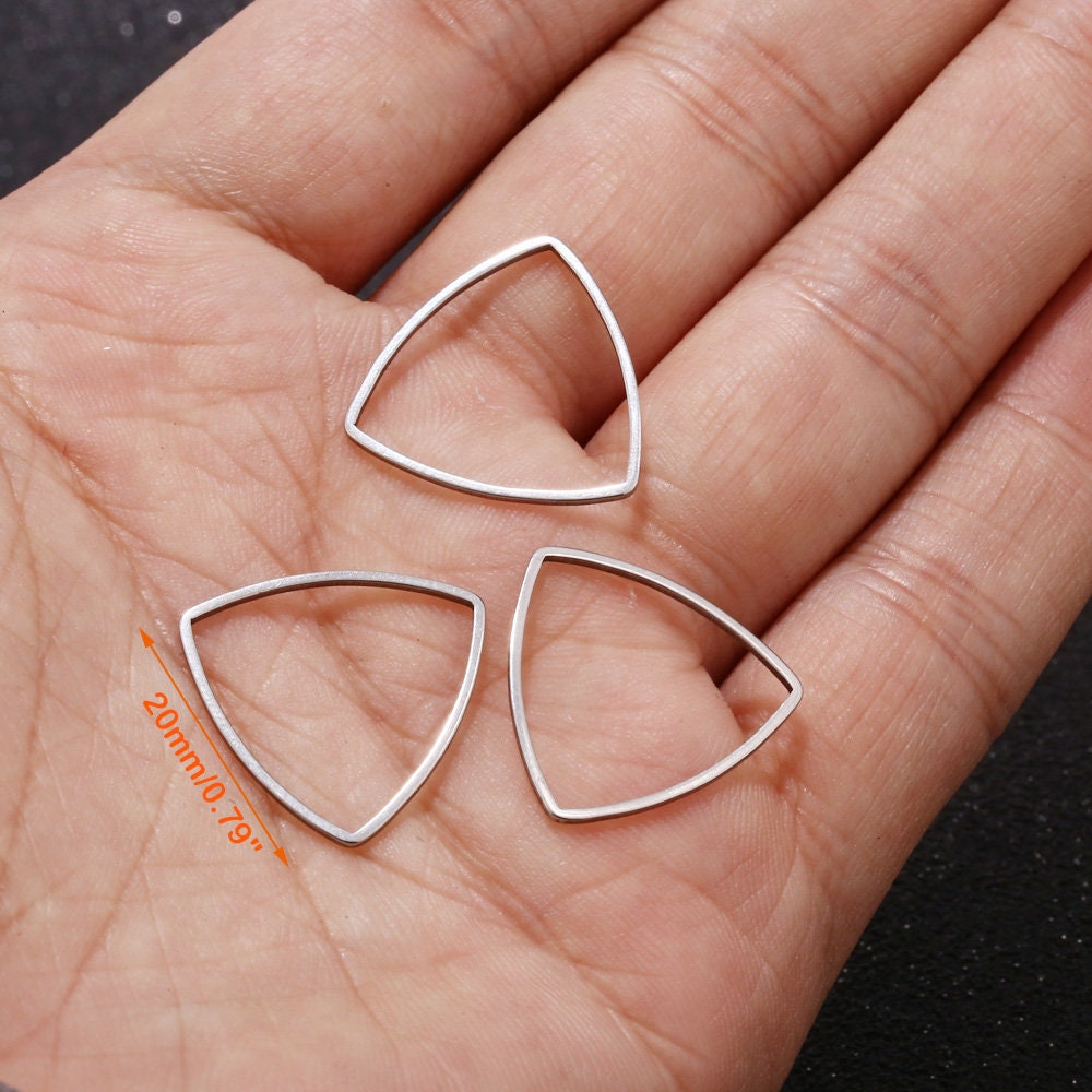 20pcs Stainless steel Triangle, Circle, Hex, Teardrop, Square, Heart, Moon, Oval, Horse Eye Ring Charms, Ring Hoop, Seamless Link Connectors