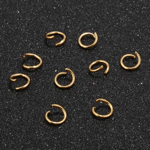 100 pezzi 3.5mm/4mm/5mm/6mm/7mm/8mm/9mm/10mm anelli di salto aperti/chiusi in acciaio inossidabile 304, anelli di salto placcati oro per la creazione di gioielli immagine 4