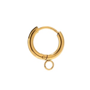10 pièces en acier inoxydable doré Huggie crochets avec boucle oreille ronde avec anneau de saut ouvert pour bricolage femmes boucles d'oreilles pendantes composants de bijoux Gold Horizontal