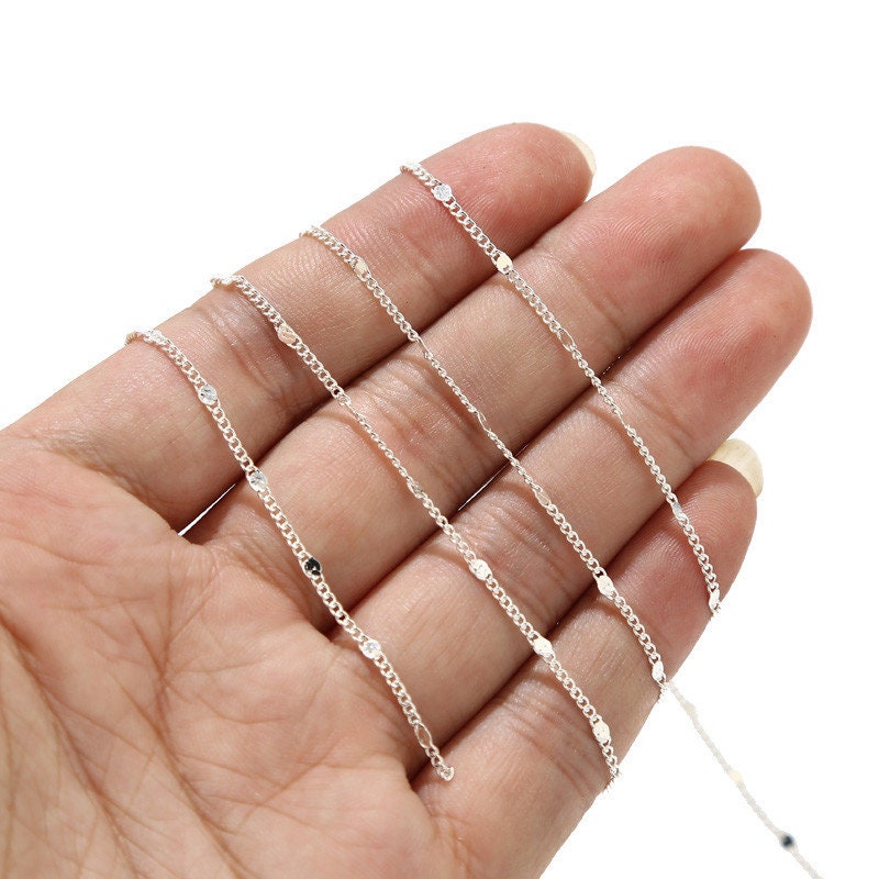 2 Meters Stainless Steel Gold Silver Flat Disc Curb Chains for Necklace ...