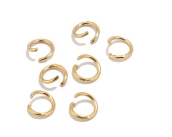 100pcs 3.5mm/4mm/5mm/6mm/7mm/8mm/9mm/10mm 304 Stainless Steel Open/Closed Jump Rings, Gold Plated Jump Rings for Jewelry Making