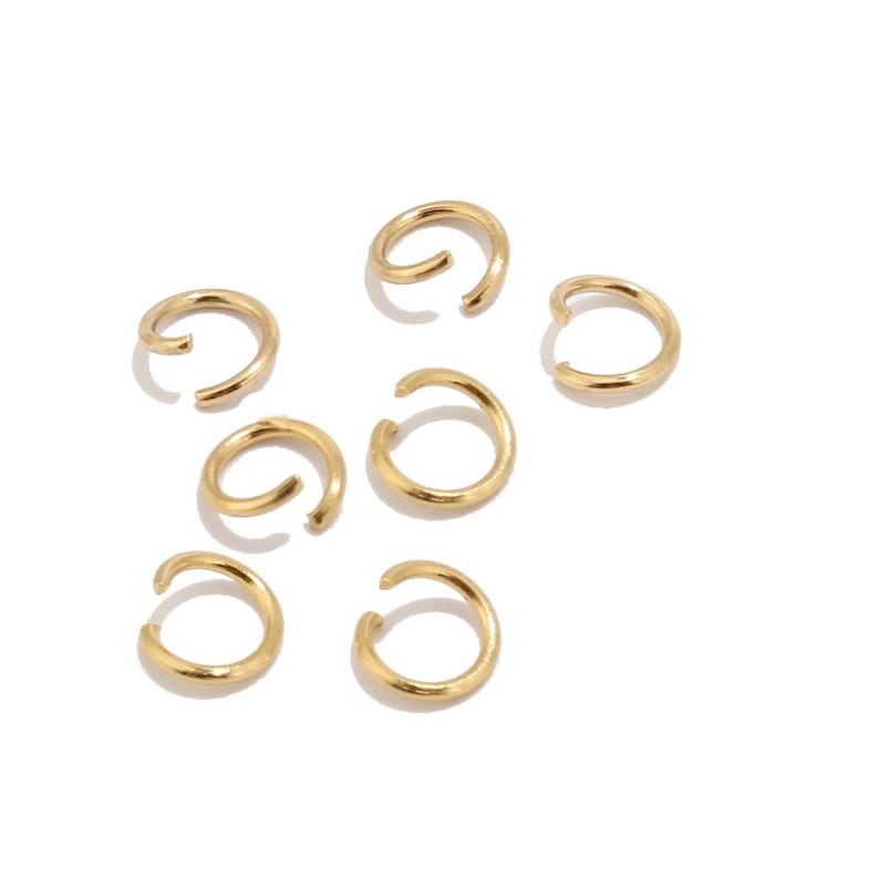 100 pezzi 3.5mm/4mm/5mm/6mm/7mm/8mm/9mm/10mm anelli di salto aperti/chiusi in acciaio inossidabile 304, anelli di salto placcati oro per la creazione di gioielli immagine 1