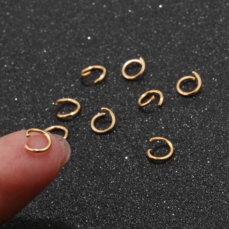 100 pezzi 3.5mm/4mm/5mm/6mm/7mm/8mm/9mm/10mm anelli di salto aperti/chiusi in acciaio inossidabile 304, anelli di salto placcati oro per la creazione di gioielli immagine 3