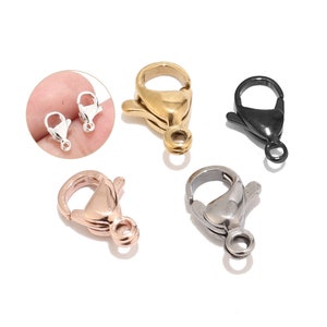 20pcs Rose Gold Silver Stainless Steel Lobster Clasps Hooks End Connectors For Necklace Bracelet Jewelry Findings