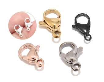 20pcs Rose Gold Silver Stainless Steel Lobster Clasps Hooks End Connectors For Necklace Bracelet Jewelry Findings