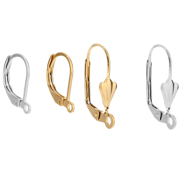 Stainless Steel 18K Gold Plated French Lever Back Earrings Open Loop Earring Hooks Ear wire Findings