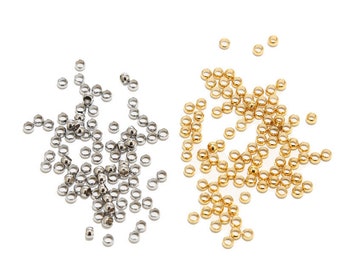 100 pièces 2mm 3mm bouchon entretoise perles en acier inoxydable positionnement boule sertissage fin perles pour bijoux à bricoler soi-même faisant des fournitures