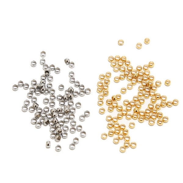 100 pièces 2mm 3mm bouchon entretoise perles en acier inoxydable positionnement boule sertissage fin perles pour bijoux à bricoler soi-même faisant des fournitures