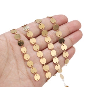 1M Stainless Steel Gold Round Disc Chains, 6mm/8mm Handmade Disk Coin Chain for Jewelry Making, hypoallergenic Chains