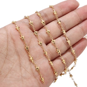 1M/5M/10M Handmade Soldered Star chain Gold Plated Stainless Steel Star Link Chain W/ Star Charms for DIY Jewelry Bracelet Choker Anklet