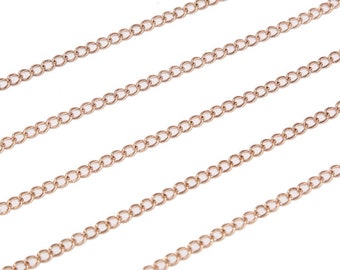 Catena di estensione in oro / oro rosa in acciaio inossidabile da 2 metri, catena di coda da 2,5 mm / 3 mm / 3,5 mm di larghezza, catena di estensione saldata per la produzione di gioielli