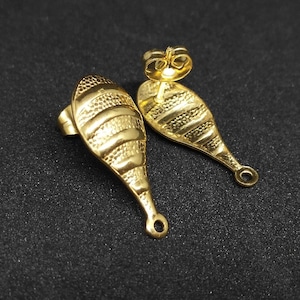 Gold Tone Stainless Steel Bowling Ear Studs Components Earring Post Jewelry Findings Sports