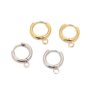 10 pièces en acier inoxydable doré Huggie crochets avec boucle oreille ronde avec anneau de saut ouvert pour bricolage femmes boucles d'oreilles pendantes composants de bijoux image 2