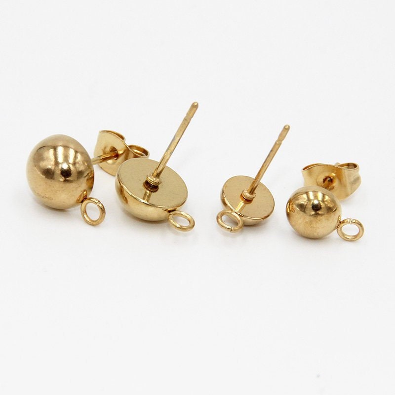 Ohrstecker Kugel Mit Öse, Stahl Ca. 15 X 4 Mm, 5 Paar