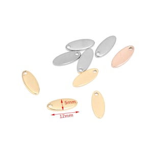 100 pz Acciaio Inossidabile Timbratura Vuota Cuore Ovale Rettangolo Inciso Pendenti E Ciondoli Personalizzati Perline di Fascino Personalizzati con Qualsiasi Parola Oval 5x12mm