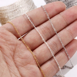 2M/10M/50M Stainless Steel Gold/Silver/Black/Rose Gold/Steel Color Flat Cable Chain Welded Soldered Oval Link Chain 1.5mmx2.0mm/2mmx2.5mm zdjęcie 3