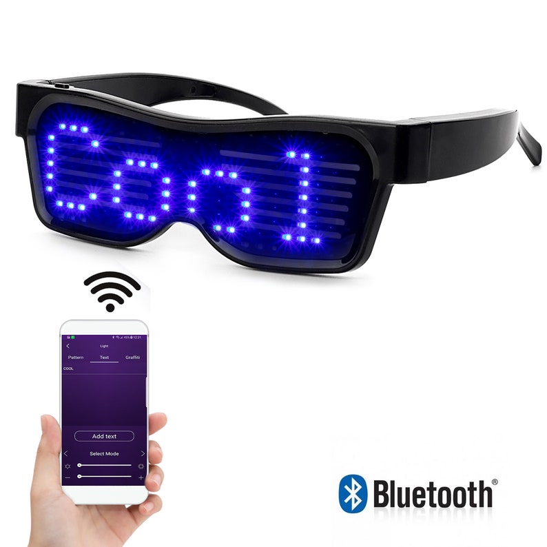 Leadleds Customizable Bluetooth LED Glasses Display Message Etsy