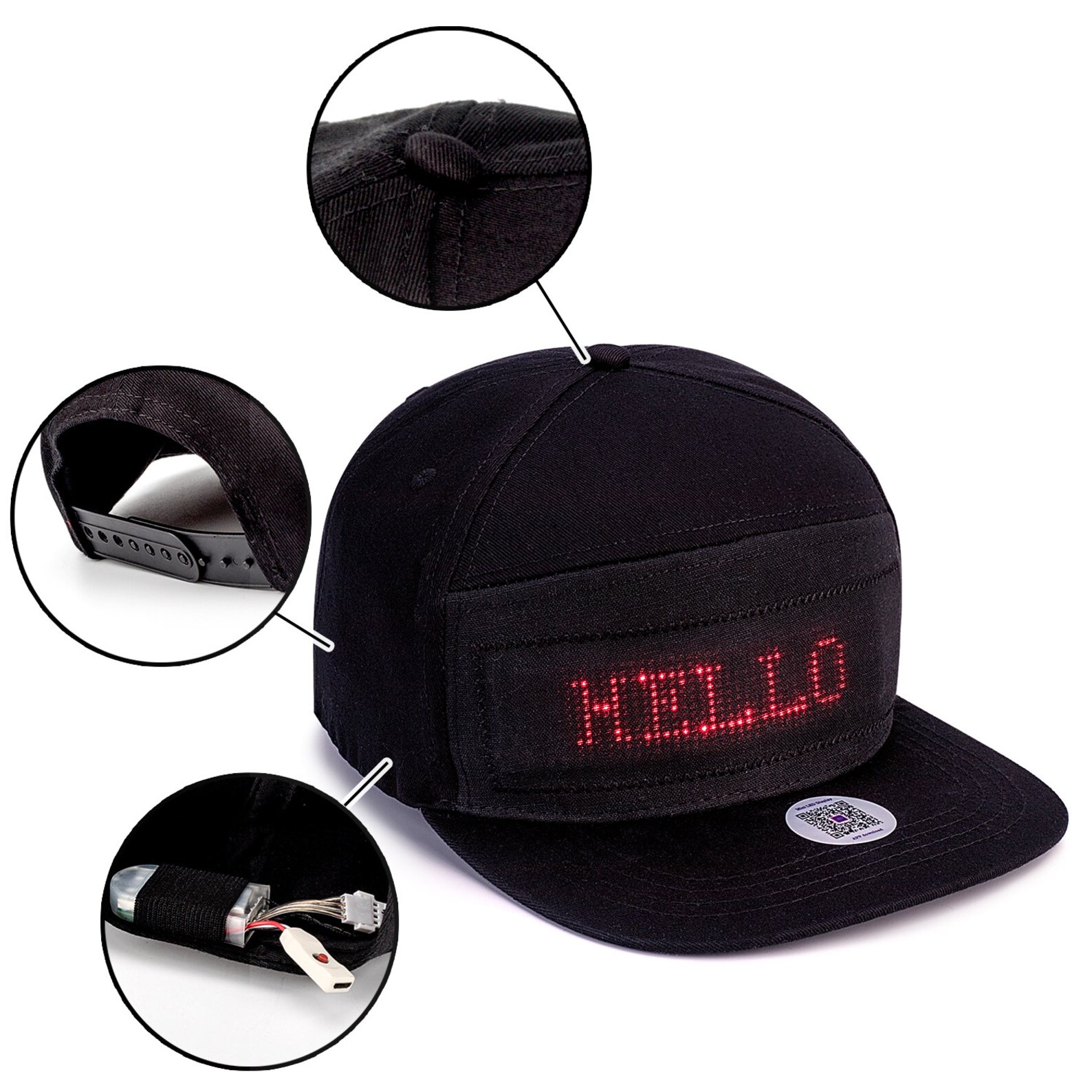 Leadleds Bluetooth Led Hat Light Scrolling Message Rechargeable